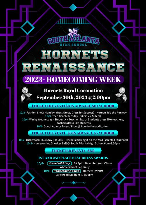 Homecoming Week is October 2nd - 6th.